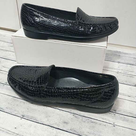 SAS Tripad Comfort Croc. Design Slip On Loafer Black Patrnt Leather women's 11N - Picture 4 of 10